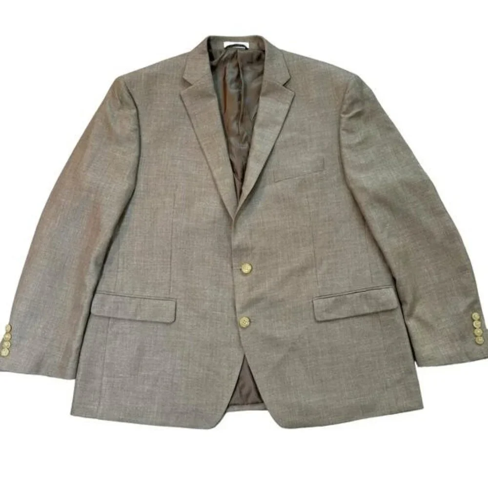 Lauren by Ralph Lauren Tan Blazer Jacket‎ Poly/Linen Blend Size 48R